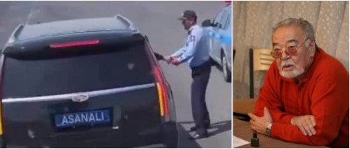 Вместо номера написано АСАНАЛИ: Полиция комментирует заснятый на видео автомобиль в Кызылорде